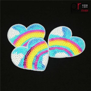 Rainbow heart shape sequin patch