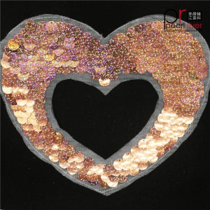 pink heart shape sequin patch