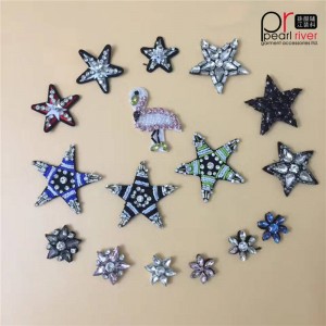 Customized and stock star design resin bead embroidered patch 2019 wholesale